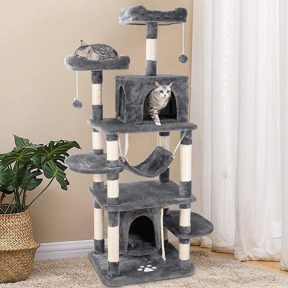 Large Round Cat Tree House Tower For Climbing Play Scratching Indoor Room Decor 