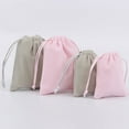 6pcs Pink Luxury Flannel Bag Cosmetic Storage Pouches Drawstring Cloth