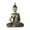 Brass Meditating Abstract Buddha 12" x 6" x 16", variant on 6" x 8" Silver Polystone Meditating Buddha Sculpture with Engraved Carvings and Relief Detailing, by DecMode