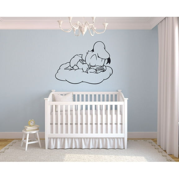 Cute Baby Donald Duck Sleepy Sleeping Disney Cartoon Wall Sticker Art Decal for Girls Boys Room Bedroom Nursery Kindergarten House Fun Home Decor Stickers Wall Art Vinyl Decoration Size (27x30 inch)