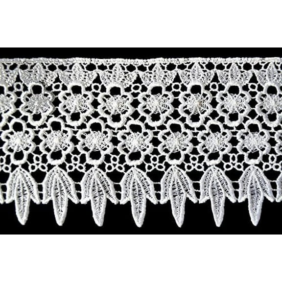 Altotux 4.25" White Venice Vintage Floral Lace Trim By Yard