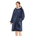 thumbnail image 2 of Winthome Oversized Blanket Hoodie Sherpa Wearable Blanket Sweatshirt Blue One Size for Unisex Adults 160-175cm, 2 of 10