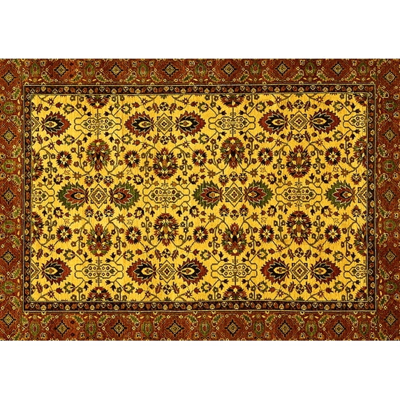 Ahgly Company Indoor Rectangle Abstract Yellow Modern Area Rugs, 2' x 5'