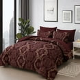 thumbnail image 2 of Dintszyayue 7Pcs Red Gold Damask Texture Comforter Set King Size, Bed in a Bag Microfiber Adult(90"x104"), 2 of 7