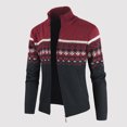 thumbnail image 1 of Womens Cardigans Men's Mixed Color Knitted Single Breasted Pocket Decorative Lapel Cardigan Coat on Clearance, 1 of 4