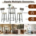 thumbnail image 4 of Counter Height Table Set of 3, Breakfast Bar Table and Stool Set, Minimalist Dining Table with Backrest Stools, Wood Top Pub Table & Chair Set for Kitchen Apartment Bistro - Grey, 4 of 8