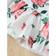 thumbnail image 7 of Mikrdoo Kids Girls Jumpsuits 100% Polyester Straps Summer 8Y,9Y,10Y,11-12Y Floral Print Round Neckline Bell-bottoms Trousers Jumpsuit Overall 9 Years White, 7 of 7