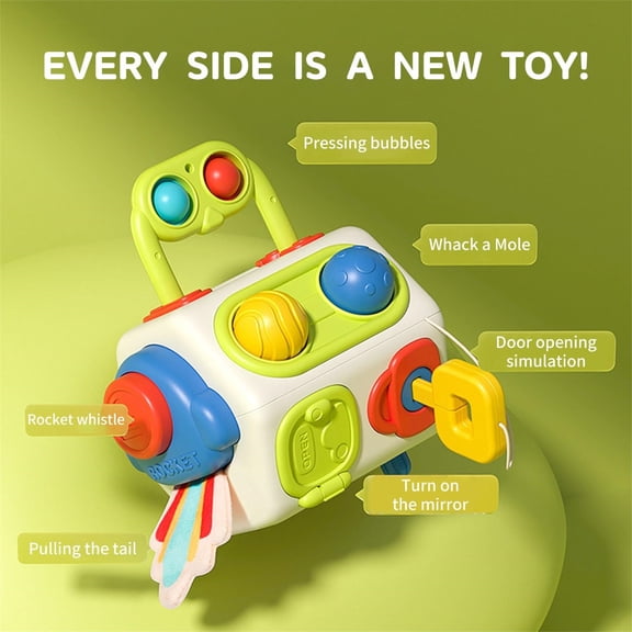 Clearance! Multifunctional Busy Cube Activity Ball with Buttons Gears Zippers Sensory Exploration Toy for Hands-On Discovery