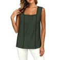 thumbnail image 4 of Erwazi Womens Square Neck Tank Top Button Wide Strap Sleeveless Casual Trendy Top, 4 of 9