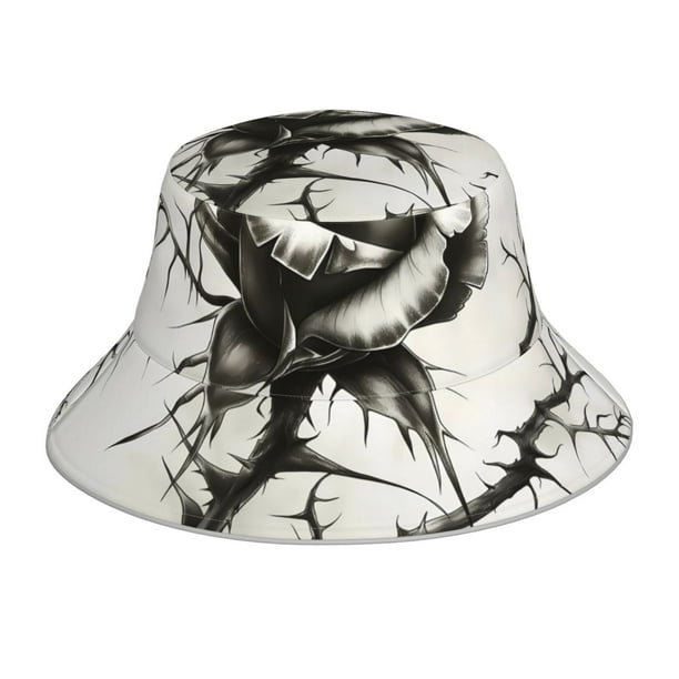 Balery Black And White Rose Sombreros para el sol para hombre y mujer, sombrero de pescador con UPF 50+