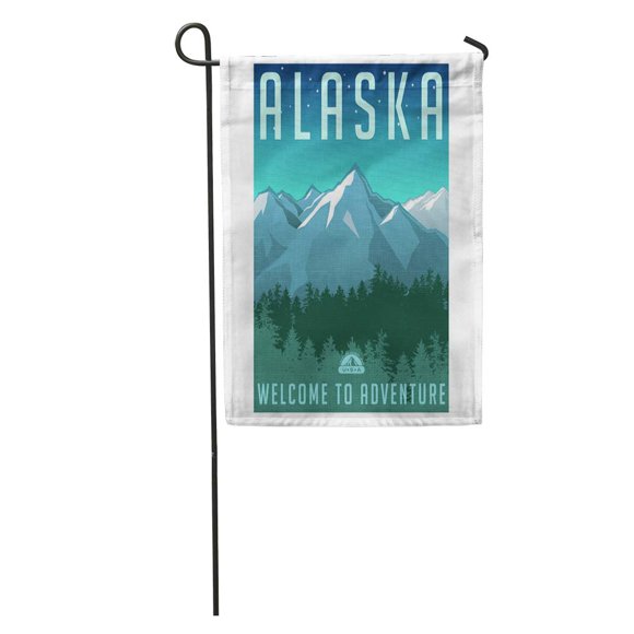 POGLIP Vintage Retro Travel United States Alaska Mountain Landscape Park National Garden Flag Decorative Flag House Banner 12x18 inch