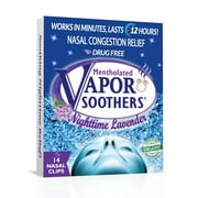 Vapor Soothers Mentholated Nasal Dilator Clips- Nighttime Lavender Scent -14ct.- Instant Nighttime Nasal Congestion-Sleep Aid
