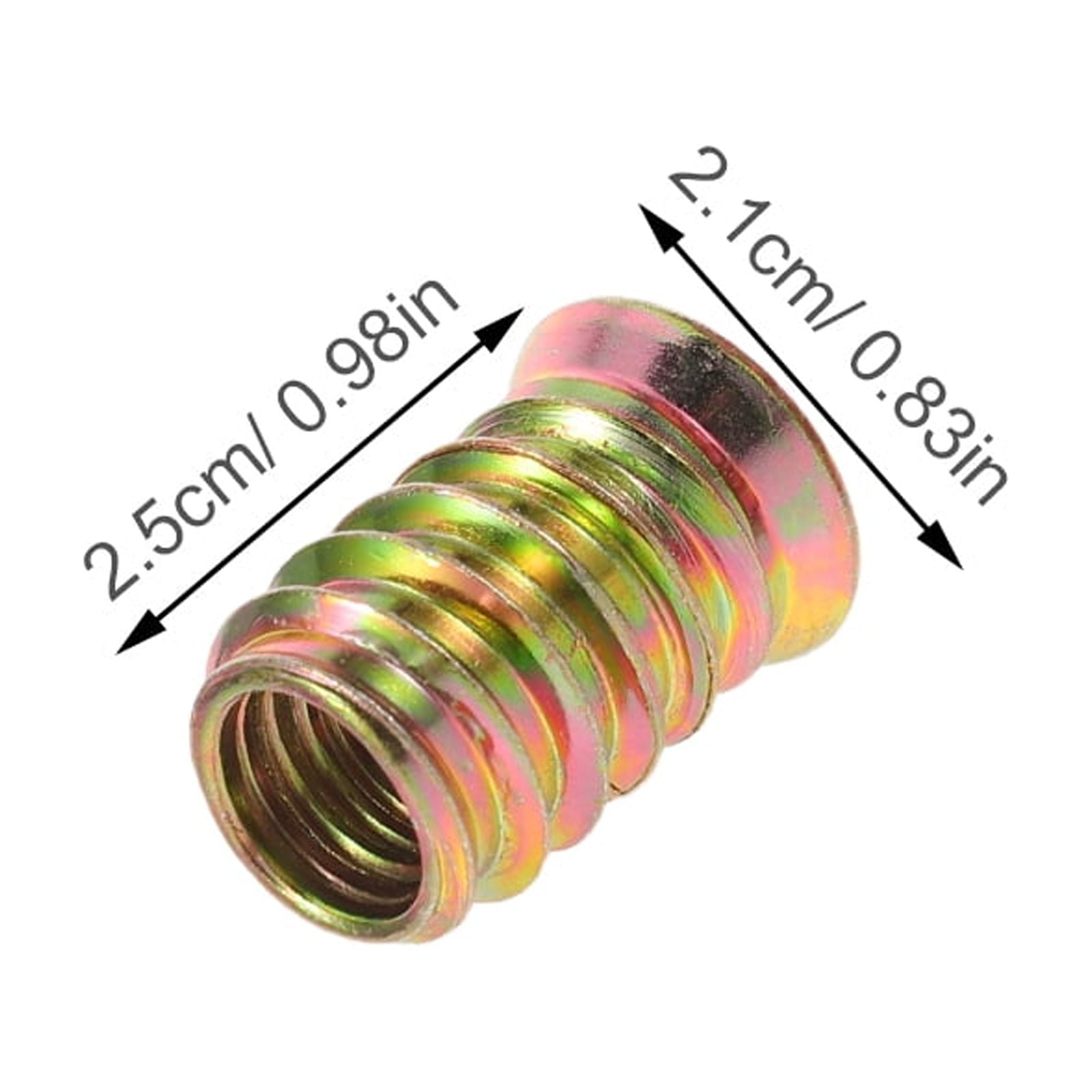 OUNONA 50Pcs Hex Socket Drive Thread Insert Nuts Golden Iron for Secure Indoor Outdoor Wood Fastening