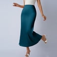 thumbnail image 6 of Ynynloco Womens Satin Silk Maxi Skirts Trendy High Waist Drawstring Flared Casual A-Line Long Skirt for Women, 6 of 7