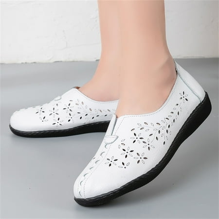 

PhoneSoap Shoes And Sole Loafers Cowhide Shoes Hollow Women s Tendon Casual Women s Casual Shoes White