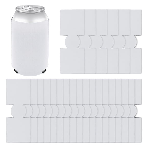 Aspire 25 Pcs Unsewn Neoprene Blank Can Cooler Sleeves for Screen Printing Embroidery Sublimation Heat Transfer - White