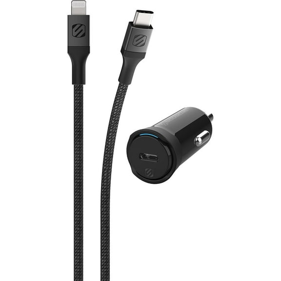 Scosche CPD20Ci4B4 Powervolt 20W USB-C Charger & 4 ft USB-C to Lightning Braided Cable Space Gray