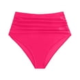 thumbnail image 3 of Zhden Swim Bottoms for Women High Waisted Bikini Bottoms Retro Ruched Swim Bottom Bathing Suit Bottoms（Hot Pink,L）, 3 of 5