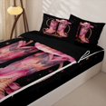 thumbnail image 3 of jejeloiu Pink Western Cowgirl Boots Zipper Twin Comforter Sets with Fitted Sheet and 2 Pillowcases For Kids,Chic Cowgirl Hat Stars Print Zipper Bedding Set For Girls,Reversible,4-Piece, 3 of 7