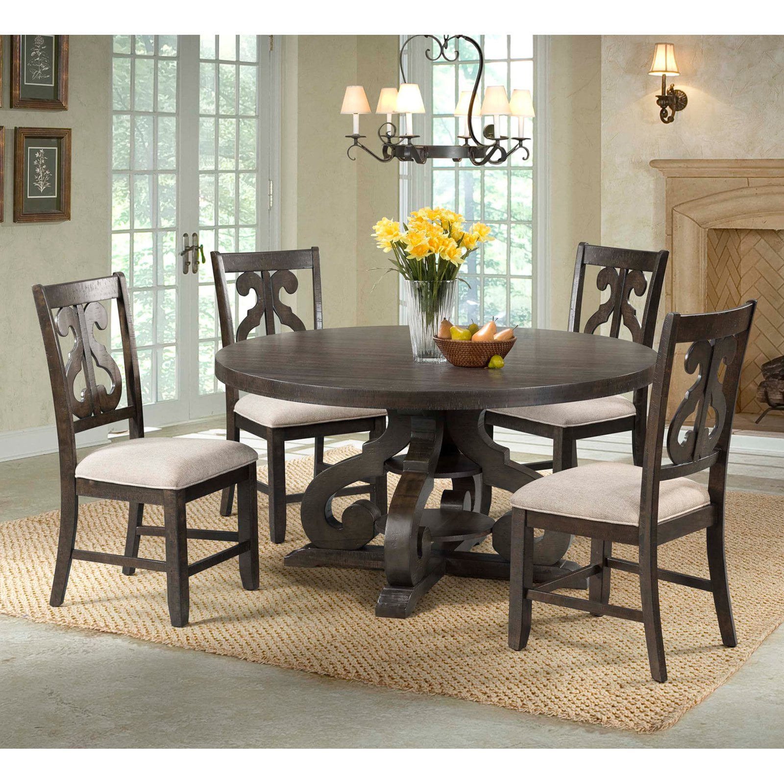 Picket House Furnishings Stanford Round 5PC Dining Set-Round Table & 4 Chairs