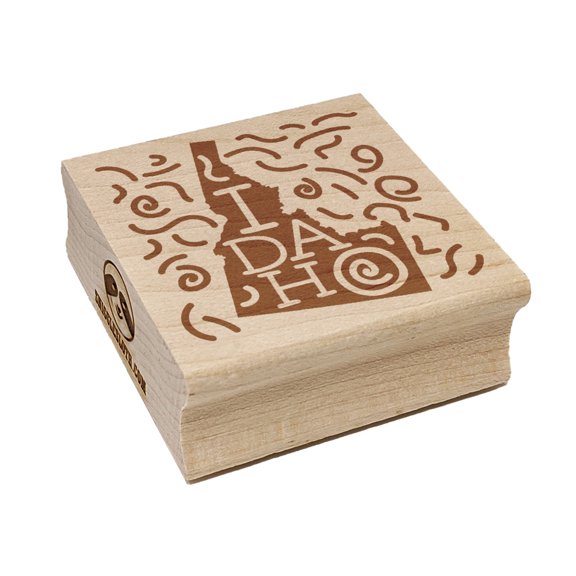 Idaho State with Text Swirls Square Rubber Stamp Stamping Scrapbooking Crafting - Medium 1.75in