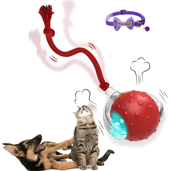 2026 New Dog Toy, Interactive Fast Moving Toys Balls with Birdsong, 360° Smart Automatic Rolling Electric Dog Ball Toy with Rope for Dogs and Cat Indoor Play , Tiny Fetch Dog Toy