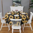 thumbnail image 2 of Black Moon Sunflower Pattern Round Tablecloth 60"x60",Wrinkle Wipeable Table Cloth for Kitchen Dining Room Picnic Patio Party, 2 of 6