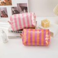 thumbnail image 2 of Pastel Striped PVC Cosmetic Bag, Waterproof Makeup Organizer Pouch with Zipper for Women Travel and Daily Essentials, 2 of 3