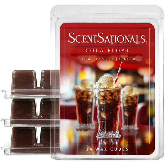 Scentsationals Wax Melts, Wax Cubes Strong Scent – Soda Pop Collection Cola Float – Long Lasting Scented Melts for Warmer, 10oz (24-Cubes)