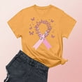 thumbnail image 2 of Nfurl Breast Cancer Awareness T Shirts for Women Plus Size Pink Ribbon Graphic Tees Inspirational Short Sleeve Crewneck Tshirt Yellow XL, 2 of 4