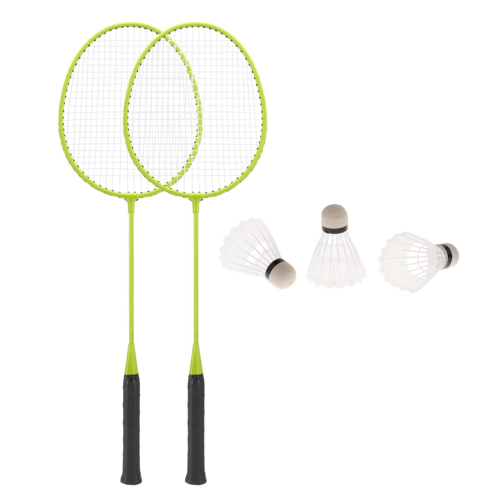 koolsoo 2Pcs Badminton Rackets Badminton Shuttlecock Badminton Equipment Portable Tennis Green