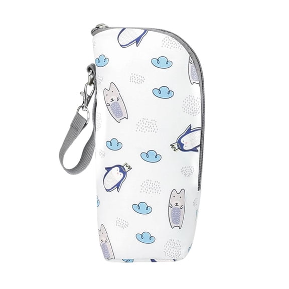 LeeQinersw Multifunctional Water Bottle Thermal Bag Thermal Insulation Baby Feeding Bottle Warmer Bag Cartoon White