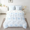thumbnail image 2 of Castle Fairy Cartoon Bow 7-Piece Twin Bedding Sets,Love Heart Bedding Comforter Set,Blue Flower Breathable Sheet Sets,Luxury Polka Dots Bedroom Decor,Reversible, 2 of 8