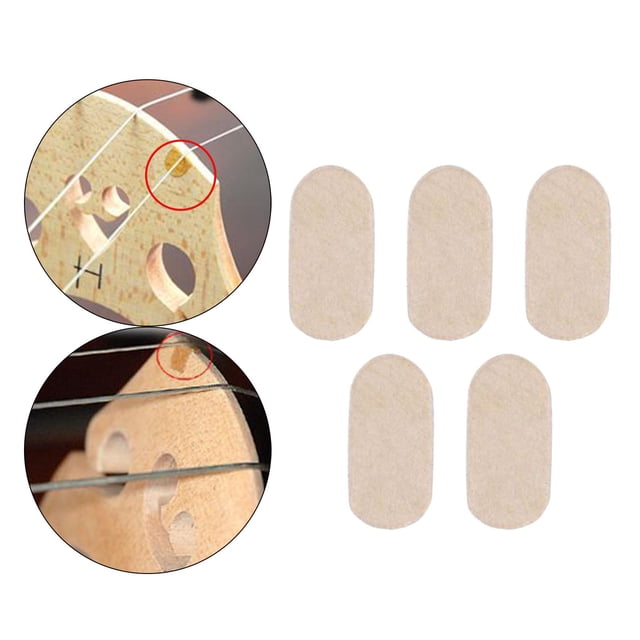 Paquete de 5 almohadillas de pergamino para puente, protectores de cuerdas, almohadilla para cuerdas E, Protector de cuerdas de cuero PU para violín y , PEQUEÑA Pequeña shamjiam Protectores de cuerdas