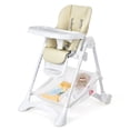 thumbnail image 2 of Trona para Niños y Bebés Silla Alta de Comedor Plegable con Ruedas Doble Bandeja Removible Cojín en PU Altura Regulable 89 x 57 x 105 cm Beige, 2 of 7