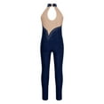 thumbnail image 2 of Alvivi Kids Girls Rhinestone Dance Unitard Mesh Patchwork Sleeveless Ice Skating Gymnastics Jumpsuit Navy Blue 6, 2 of 5