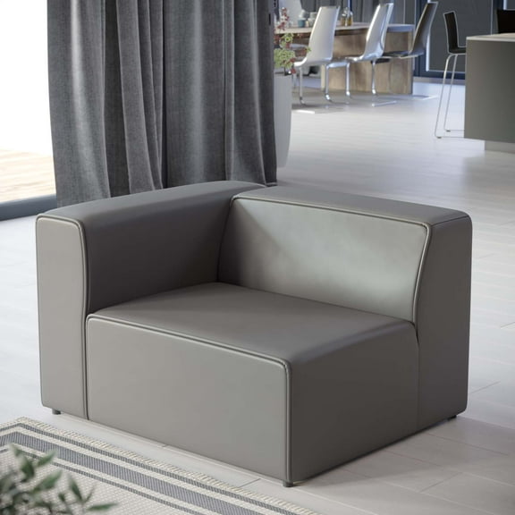 Modway Mingle Vegan Leather Left-Arm Chair in Gray
