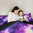 thumbnail image 5 of Manfei Galaxy Starry Sky 7-Piece Bedding Comforter Set,Universe Palnets King Bedding Sets,Purple White Bed Sheets For Girl Boys,Microfiber Bedroom Decor Reversible, 5 of 9