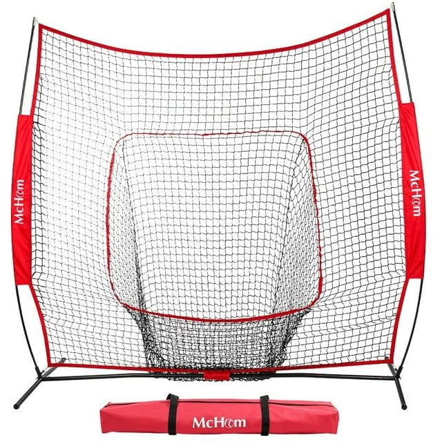 YOYO 7ft x 7ft Baseball & Softball Practice Net for Hitting & Pitching Practice with Bow Frame, Collapsible and Portable