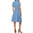 thumbnail image 3 of INSPIRE CHIC Women's Summer Chambray Shirt DressTie Waist Western V Neck Denim Midi Dresses, 3 of 5