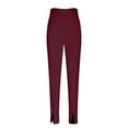 thumbnail image 4 of ZHYou Womens Leggings,Thermal Fleece Lined,Ankle Slit,Stretchy High Waisted Athletic Yoga Pants,Wine,Size M, 4 of 9