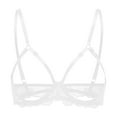 thumbnail image 3 of khonts Demi Cup Support Bras for Women Lace See Through Lingerie Push up Bra Underwire Hollow out Bralettes White XL, 3 of 4
