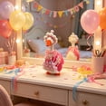 thumbnail image 6 of YAMB 7 Inch Goose Statue Birthday Outfit, Adorable Party Desktop Goose Costume Accessories, Cute Mini Removable Festive Dress-up for Tabletop Shelf Home Office Decor, Pink, 6 of 6