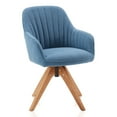thumbnail image 5 of BELLEZE Mid Century Modern Swivel Accent Chair Linen Upholstered with Beech Wood Legs, Cute Desk Task Chair Armchair for Living Room Bedroom Home Office - Kameron(Navy Blue), 5 of 7