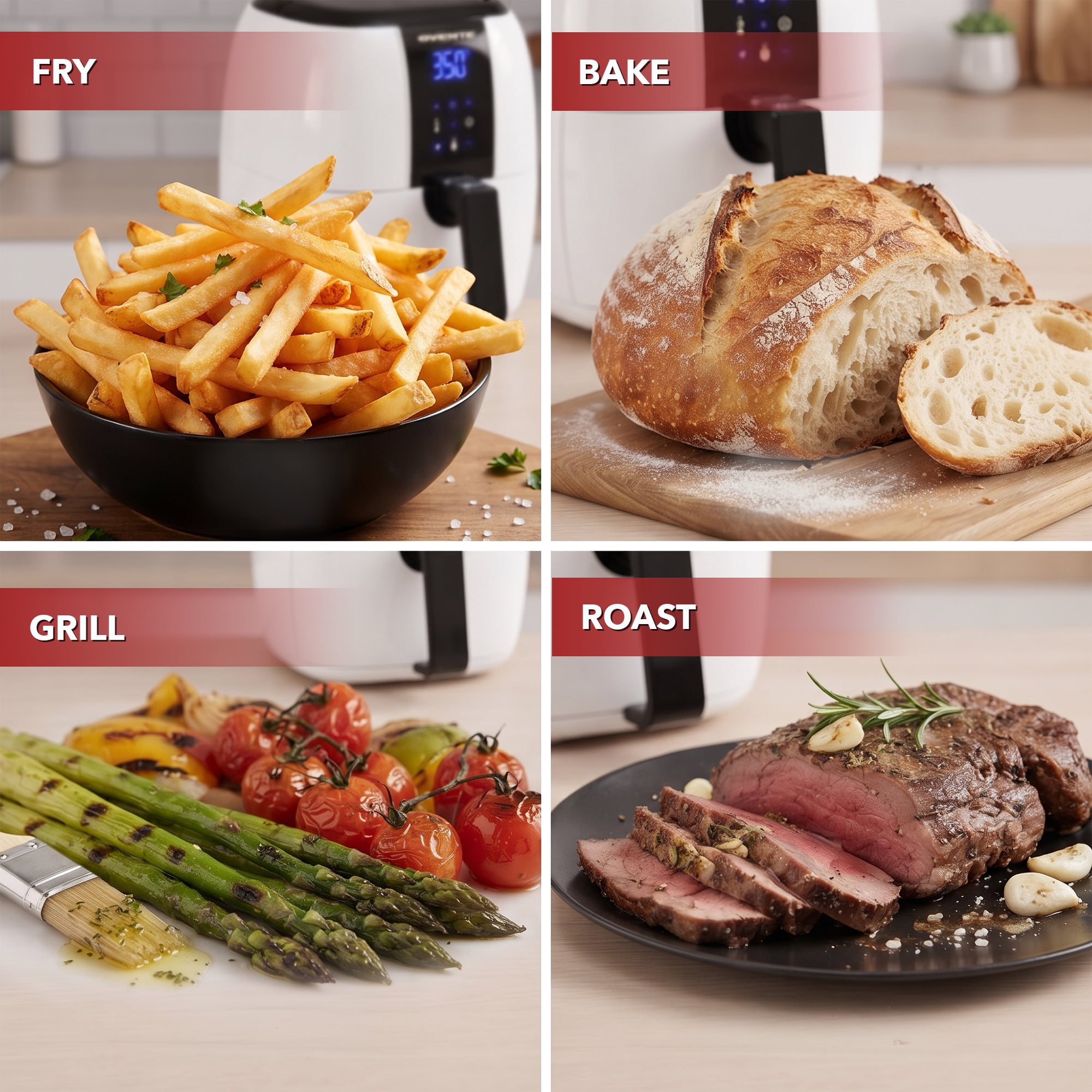 OVENTE 3.2 Qt Compact Digital Air Fryer, 1400W Power, White FAD61302W | Electric Hot Cooker, LED Touch Screen, Auto Shutoff, Dishwasher Safe Nonstick Basket, Perfect for Healthy Food