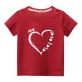 thumbnail image 1 of Penkiiy Haut à Manches Courtes Imprimé Cœur pour Enfants Garçons Filles, Col Rond, Couleur Unie, 7-8 Ans, Rouge, 1 of 6