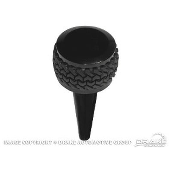 Drake Automotive JP-181113-BK Shifter Knob Auto Trans; Round/ Tire Tread; Screw On; Black; Billet Aluminum; With Out Button