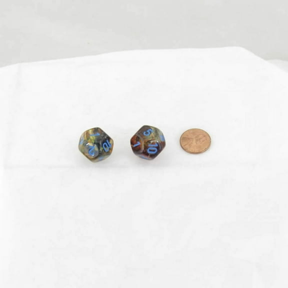 Primary Nebula Luminary Dice with Blue Numbers 16mm (5/8in) D12 Set of 2 Wondertrail