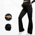 thumbnail image 4 of Maternity Flare Yoga Pants for Women Cross-Waist Over The Belly Workout Yoga Pregnancy Pants Casual Stretchy Leggings for Pilates, Fitness, 4 of 8