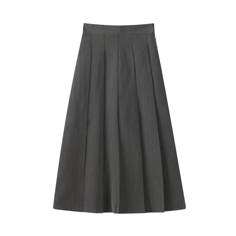 ◆BADBLOOD◆ 101 Midi Pleated Skirt Wool Grey w-skt24-053 Women's High Elastic Waist Pleated Skirt Midi Swing A-line
